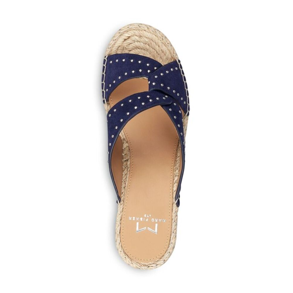 NWT MARC FISHER Womens Blue 1-1/2" Platform Angelina Wedge Slip On Shoes 7 M - Picture 3 of 5
